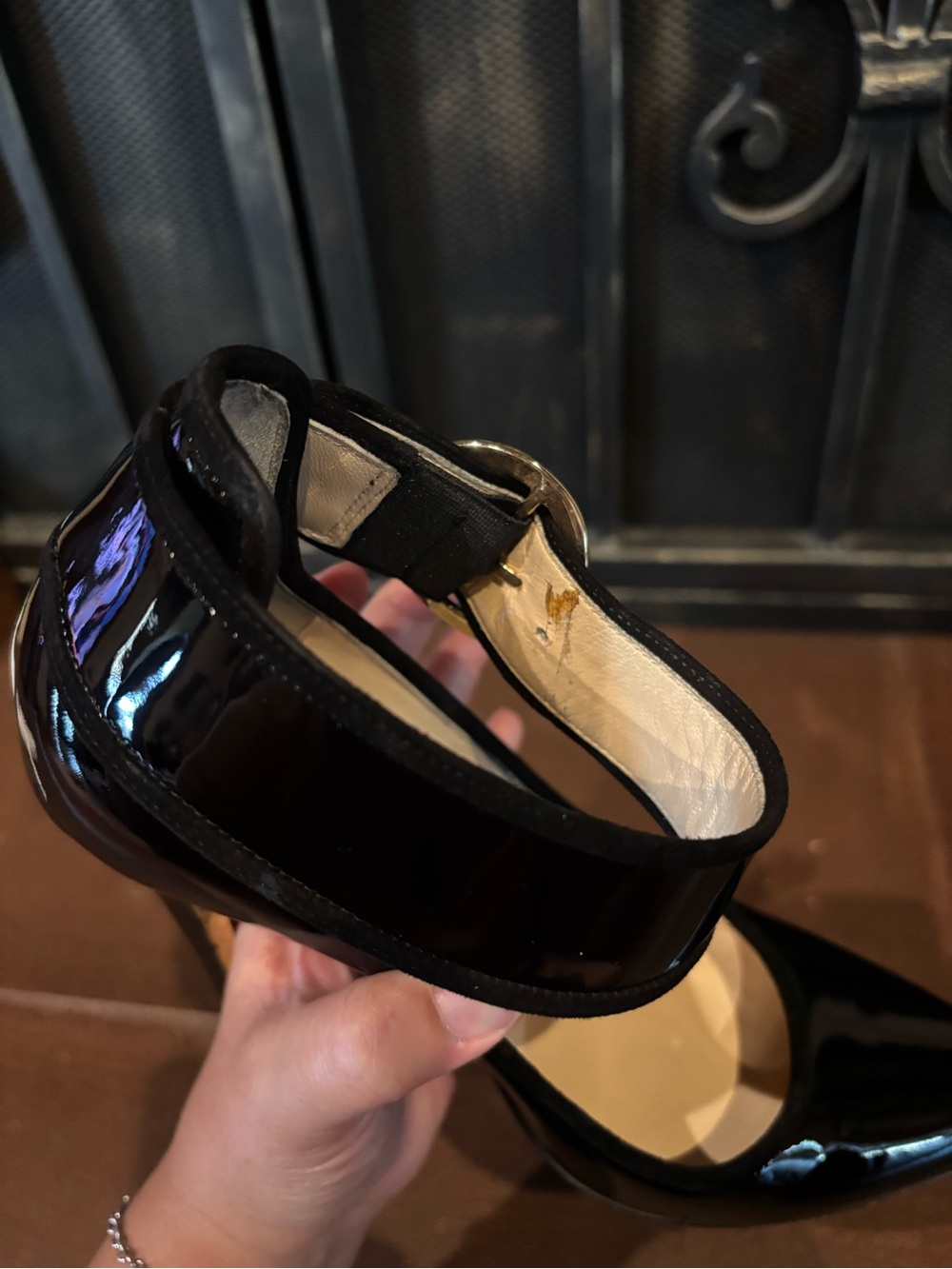 Jimmy Choo Black Patent Leather Heels with Buckle - Picture 9 of 10